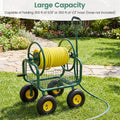 Portable Garden Hose Reel Cart Holds 300FT of 5/8" Large Capacity, Heavy Duty Metal Hose Cart with 4 Wheels & Storage Basket for Lawn Yard